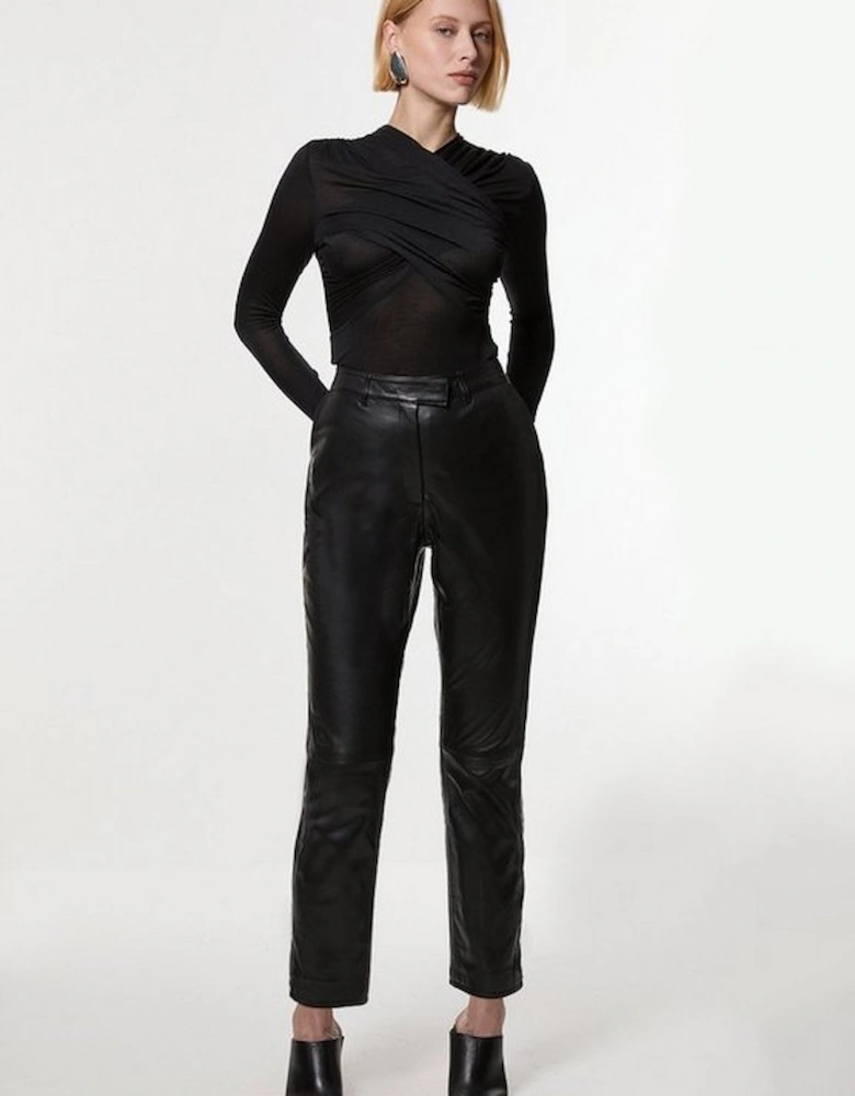 Leather Tailored Straight Leg Trouser