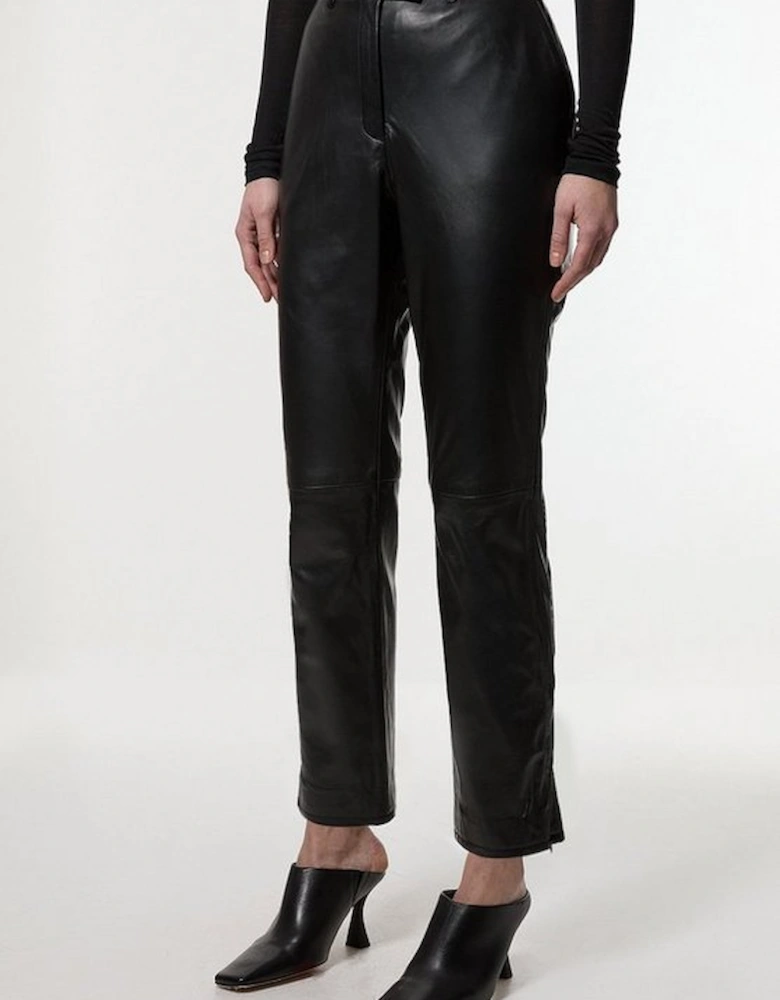 Leather Tailored Straight Leg Trouser