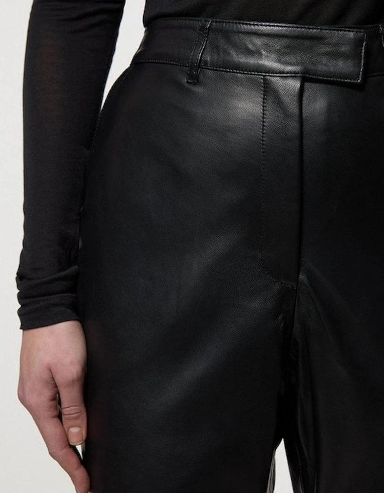 Leather Tailored Straight Leg Trouser