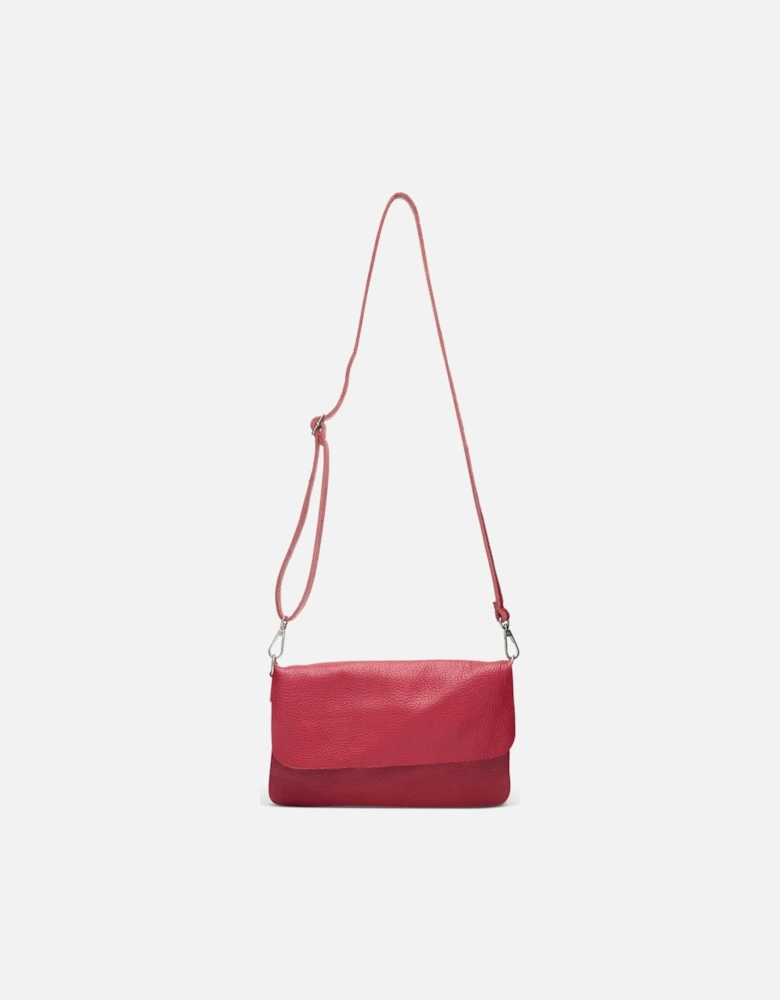 London Male Leather Bag with Fold Over Styling Red