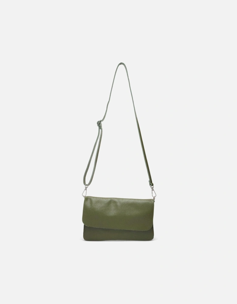 London Male Leather Bag with Fold Over Styling Olive