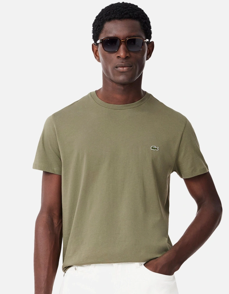 Cotton Pima Crew Neck T-Shirt Khaki Green