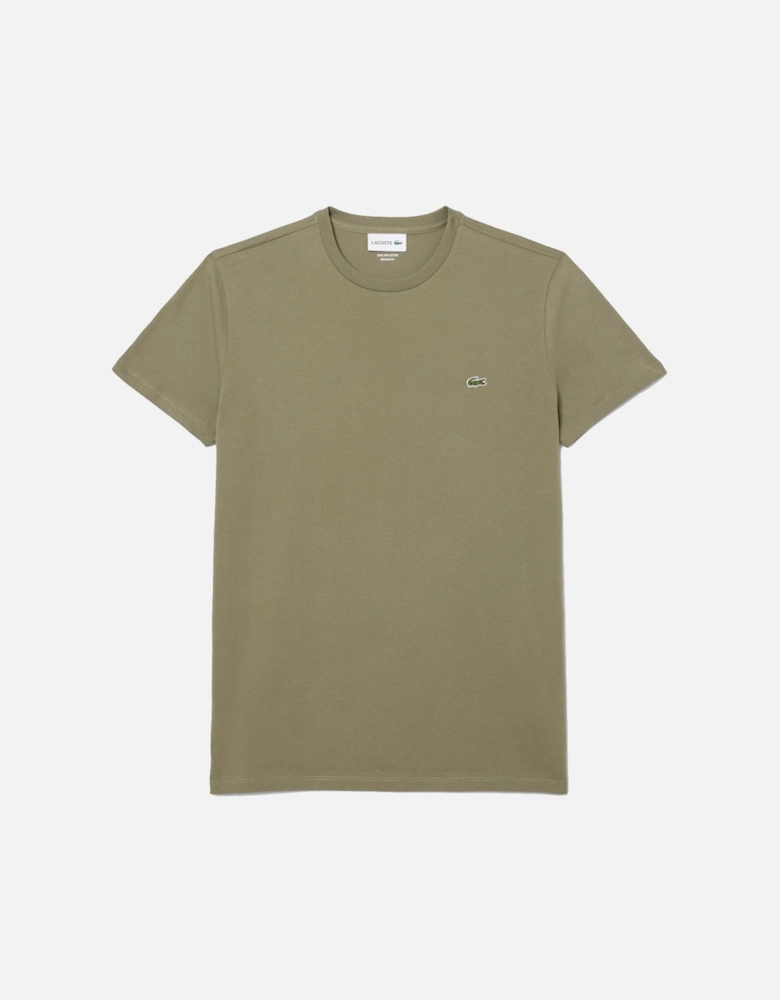 Cotton Pima Crew Neck T-Shirt Khaki Green