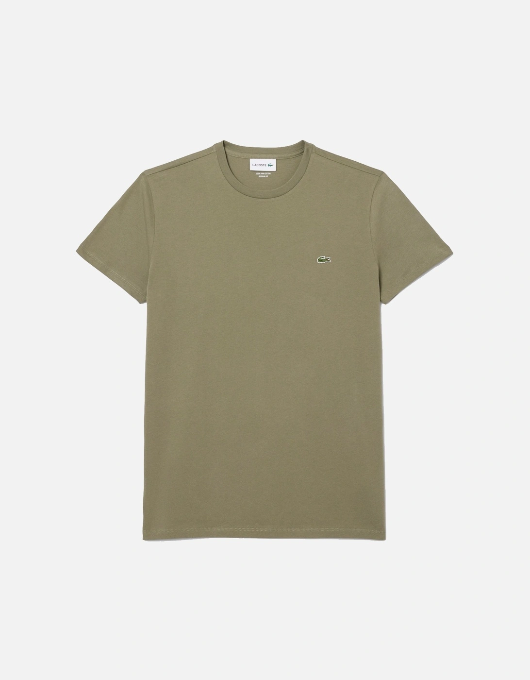 Cotton Pima Crew Neck T-Shirt Khaki Green, 5 of 4