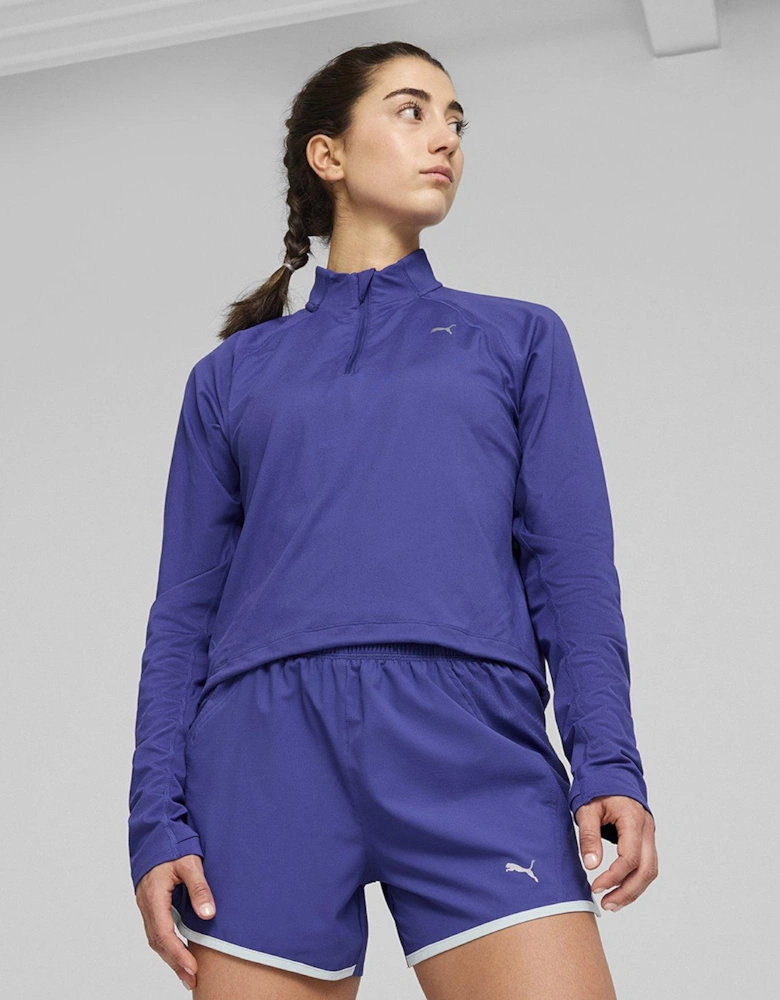 Womens Running Cloudspun 1/4 Zip - Blue