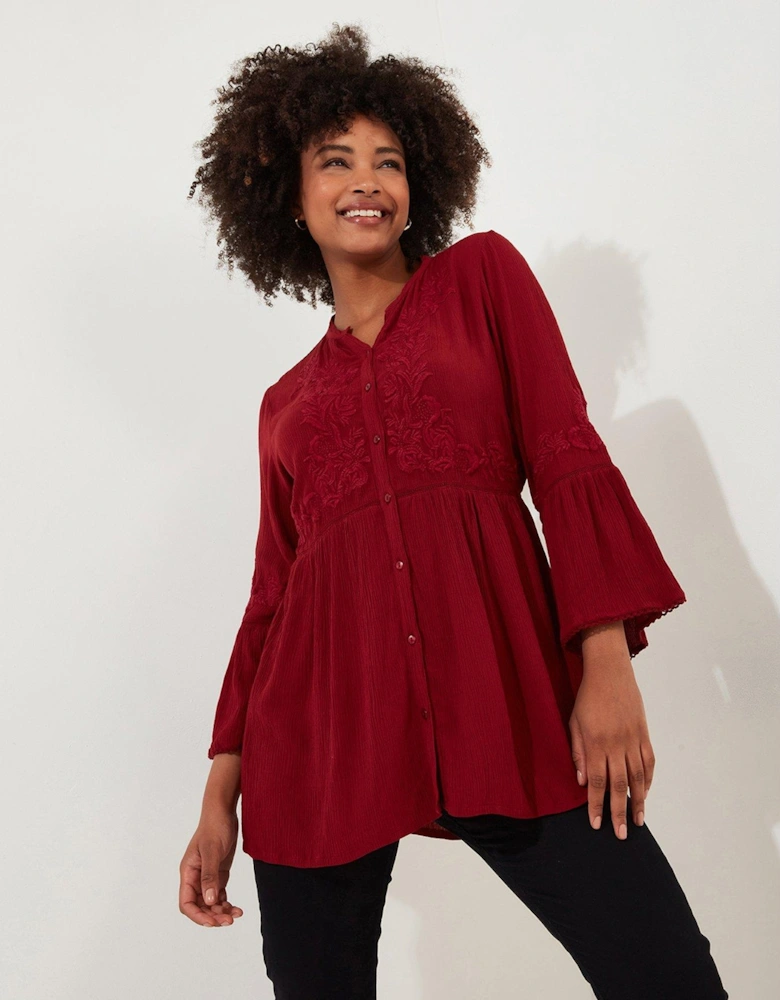 Truly Remarkable Embroidered Blouse -red