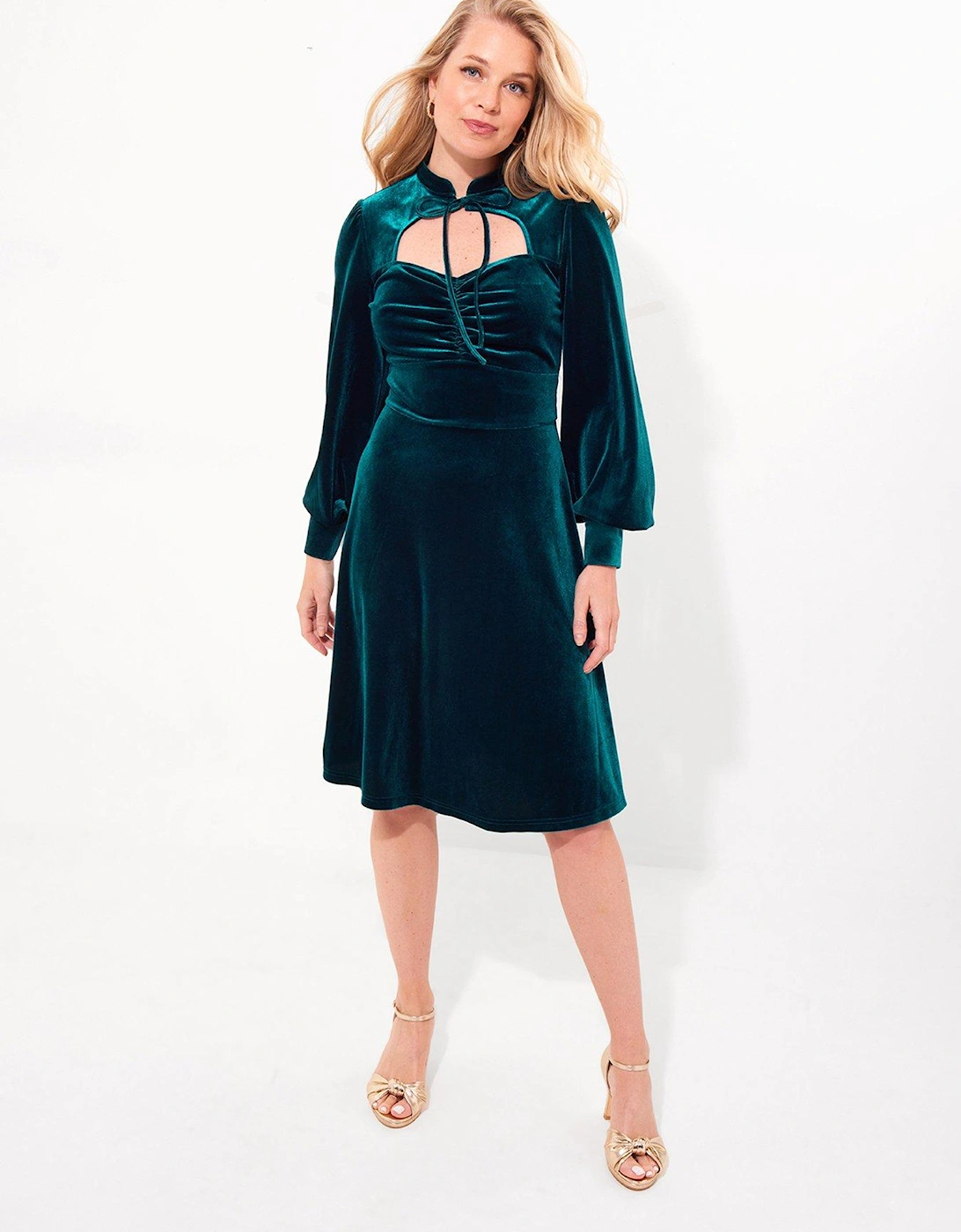 Betsy Velour Dress - Teal, 6 of 5