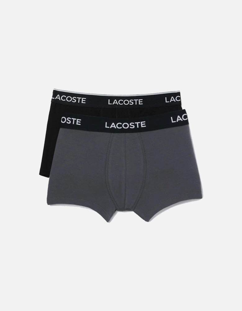 2 Pack Cotton Stretch Logo Trunks Black/Dark Grey