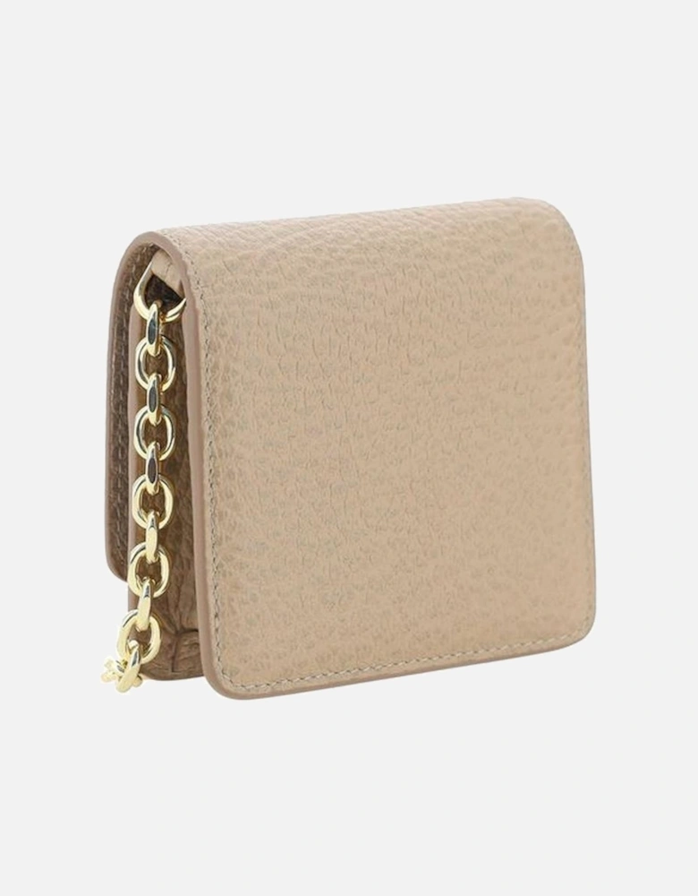 Calfskin Shoulder Wallet with Chain Strap Women - Beige
