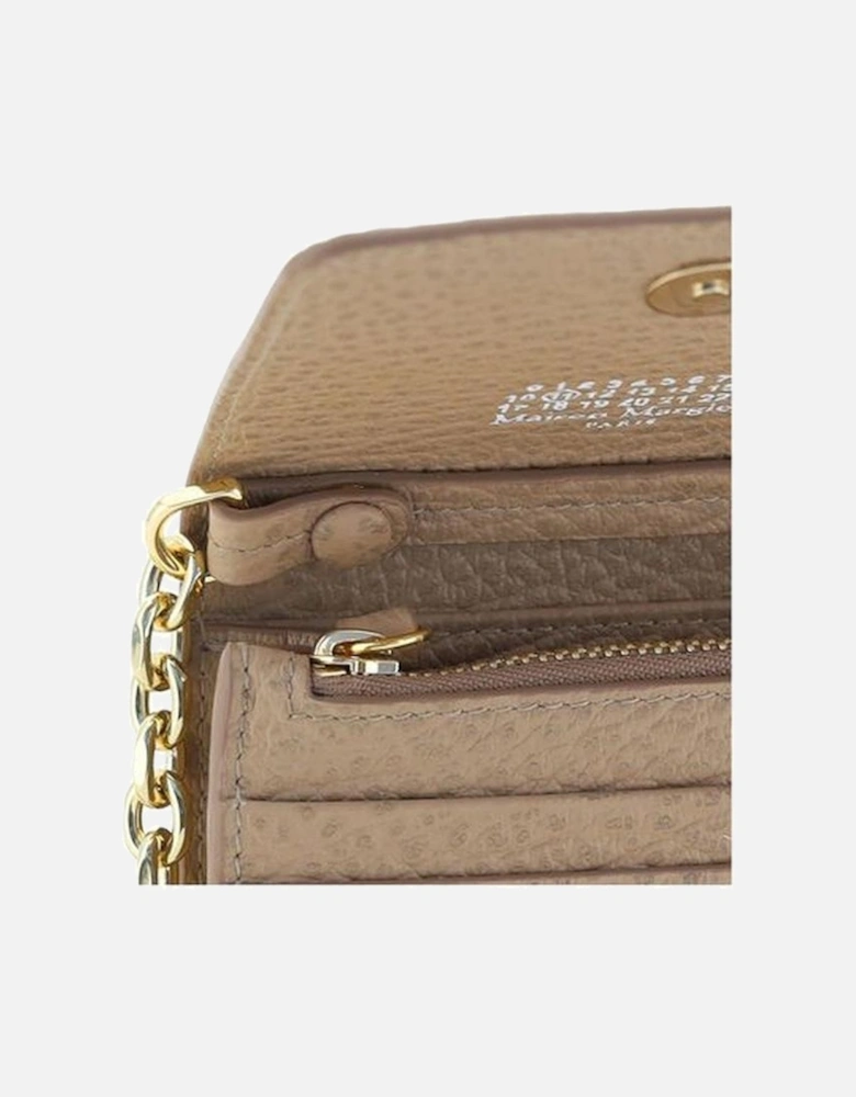 Calfskin Shoulder Wallet with Chain Strap Women - Beige