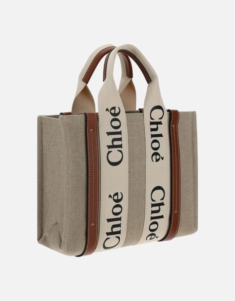 Canvas Woody Handbag with Leather Trim Women - Brown