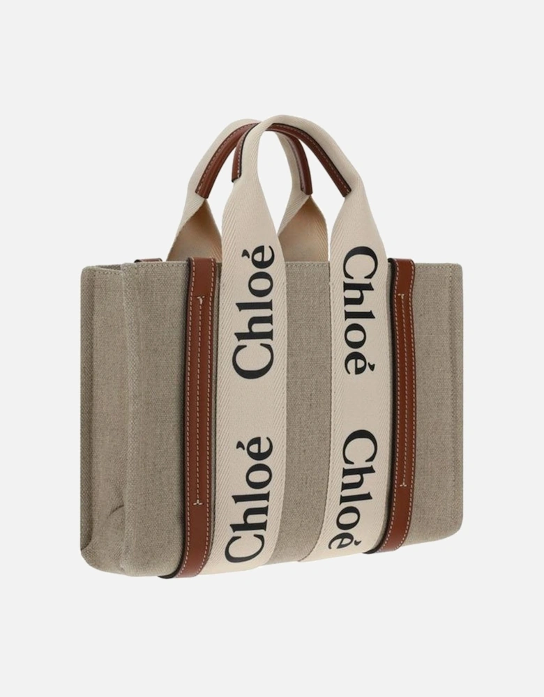 Canvas Woody Handbag with Leather Trim Women - Brown
