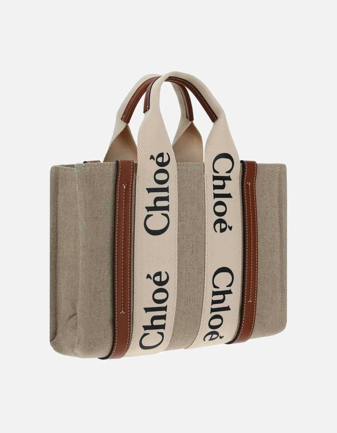 Canvas Woody Handbag with Leather Trim Women - Brown