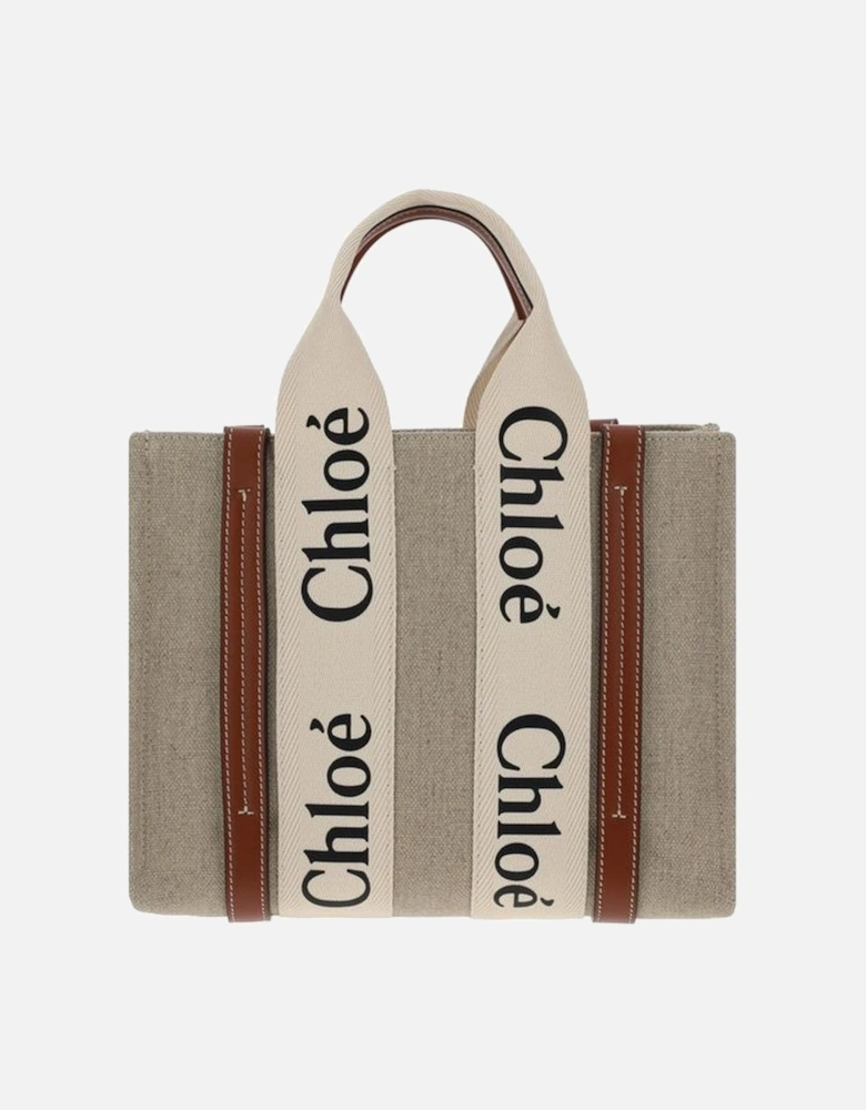 Canvas Woody Handbag with Leather Trim Women - Brown
