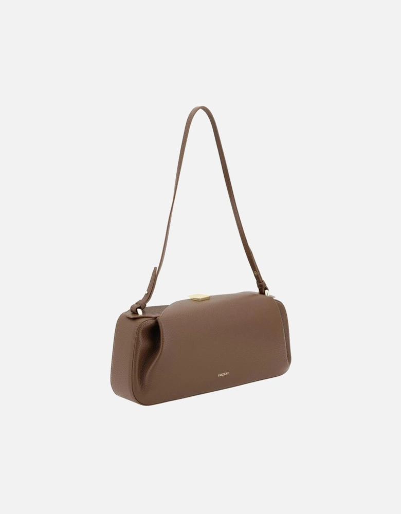 Oyster Leather Shoulder Bag with Chain Strap Women - Brown