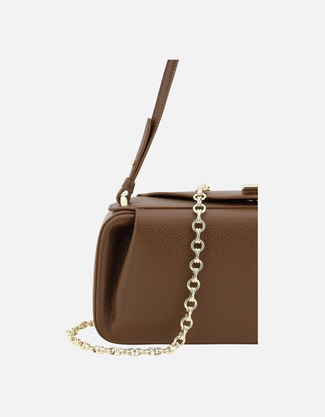 Oyster Leather Shoulder Bag with Chain Strap Women - Brown