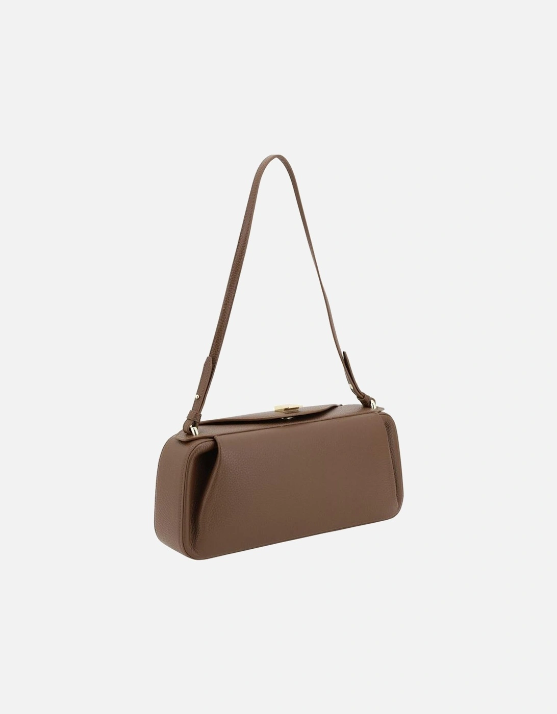 Oyster Leather Shoulder Bag with Chain Strap Women - Brown