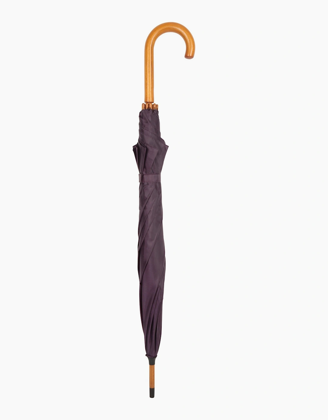 Mountain Warehouse Plain Stick Umbrella with Curved Wooden Handle, Purple, One Size - Image 3