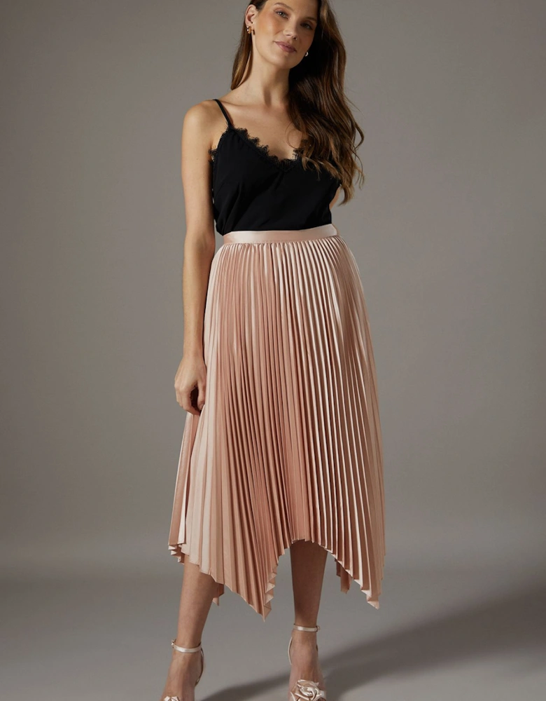 Pleated Satin Skirt