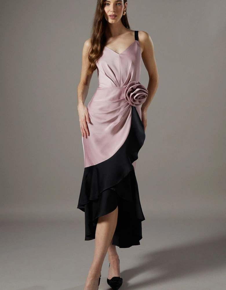 Crepe Corsage Ruffle Dress