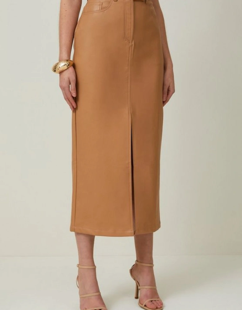 Faux Leather Pencil Maxi Skirt