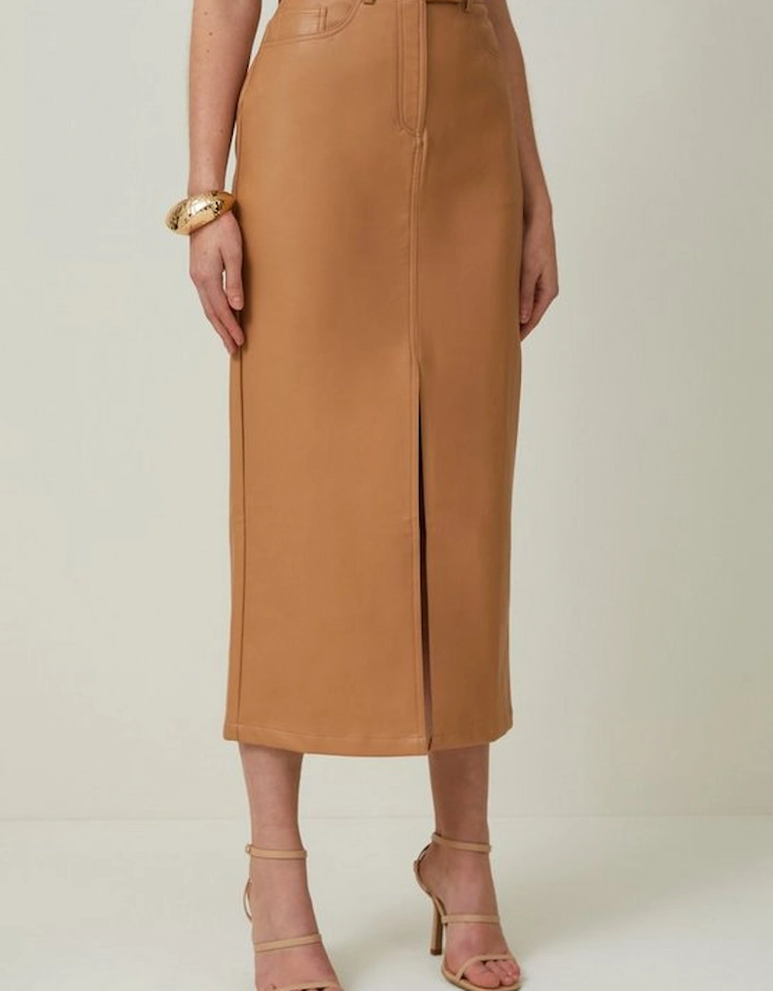 Faux Leather Pencil Maxi Skirt