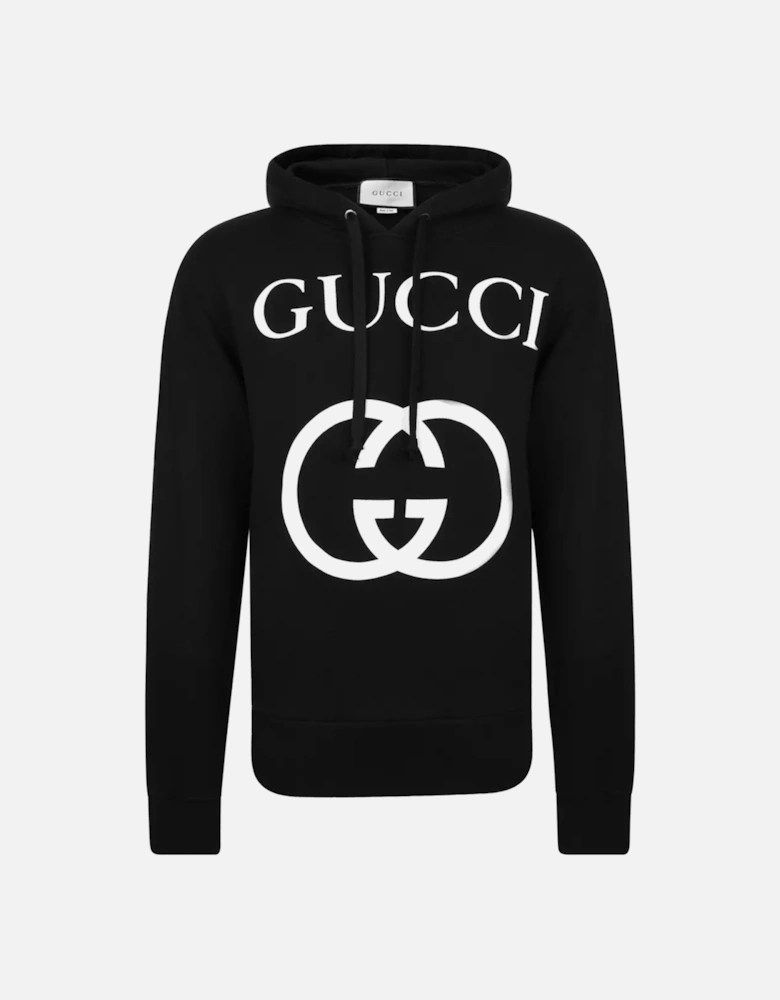 Interlocking GG Logo Printed Hoodie in Black