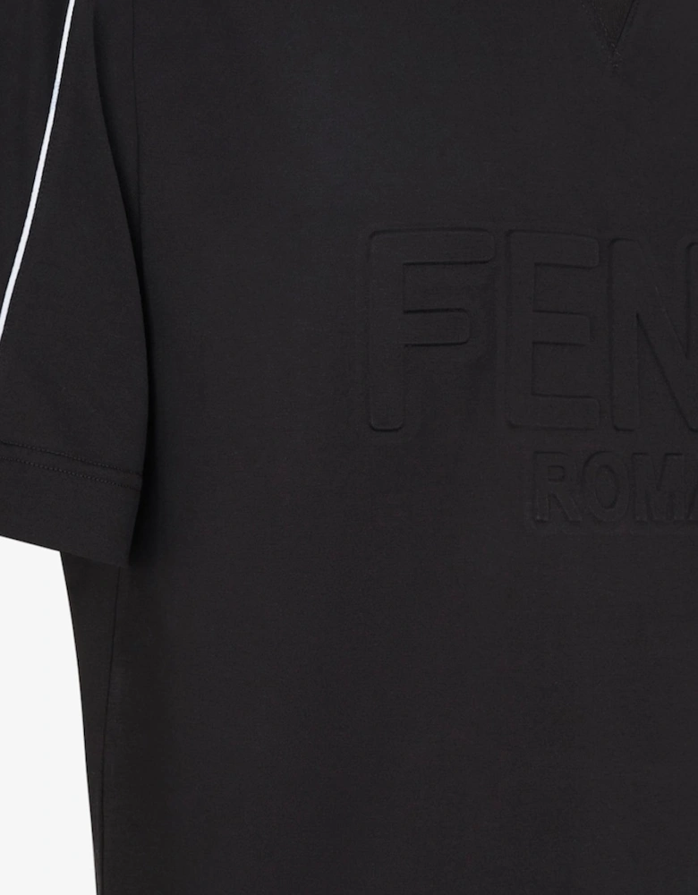 Logo Embossed Crewneck T-Shirt in Black