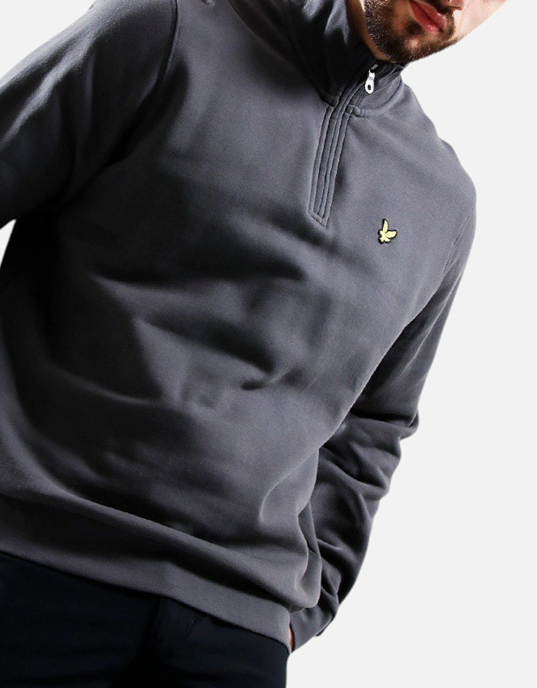 Men's Lyle & Scott ML2022V Loopback Half Zip Mens High Neck Jumper Winter Sweatshirt - Silver - Size: 40