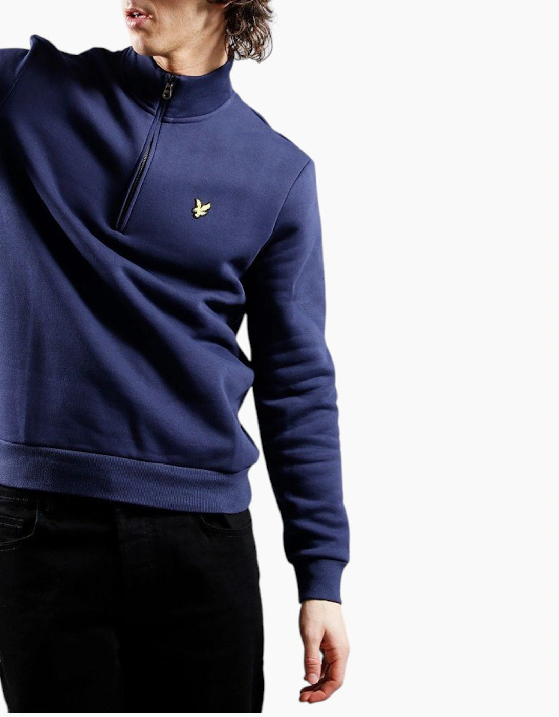 Men's Lyle & Scott ML2022V Loopback Half Zip Mens High Neck Jumper Winter Sweatshirt - Navy - Size: 38