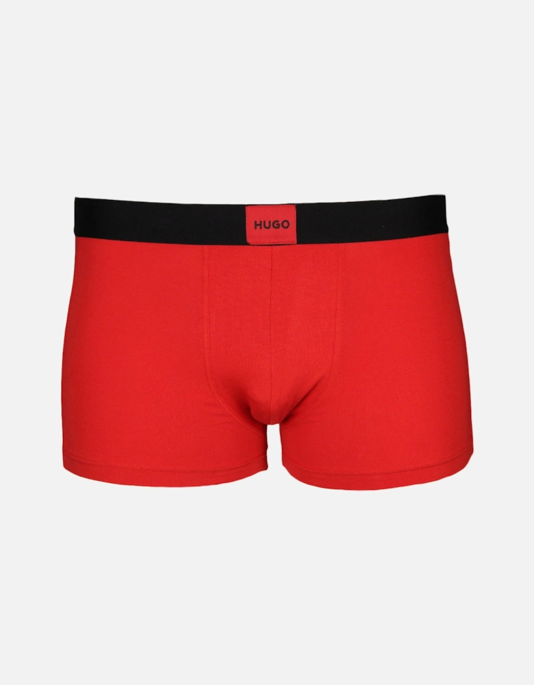 3-Pack Logo Patch Boxer Trunks, Black/Grey/Red