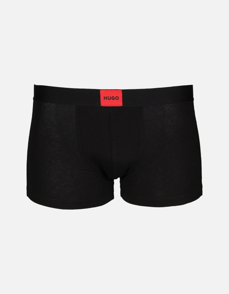 3-Pack Logo Patch Boxer Trunks, Black/Grey/Red