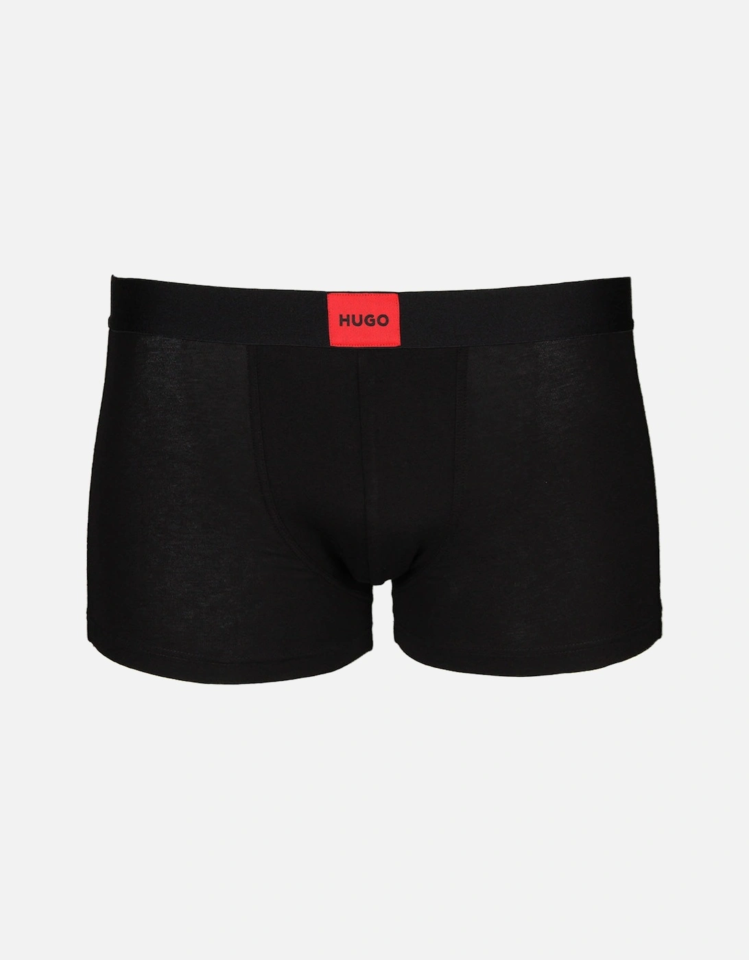 3-Pack Logo Patch Boxer Trunks, Black/Grey/Red