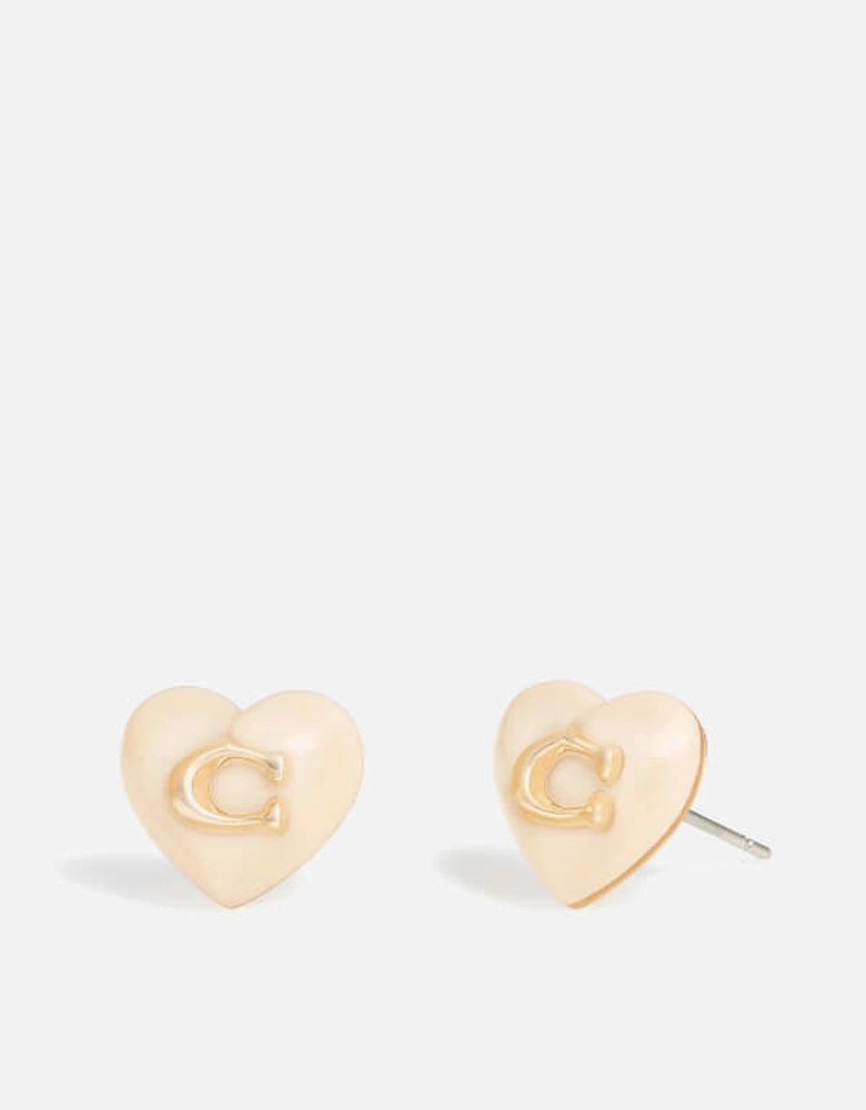 Heart Resin Gold-Tone Stud Earrings