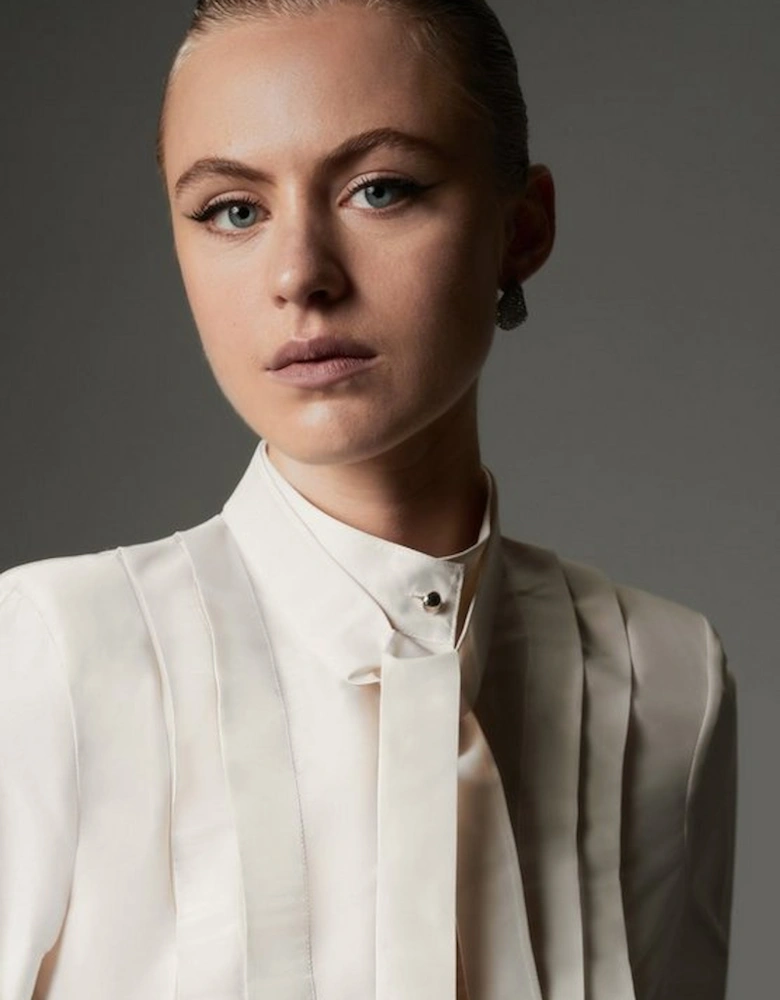 Taffeta Pleat Detail Shirt