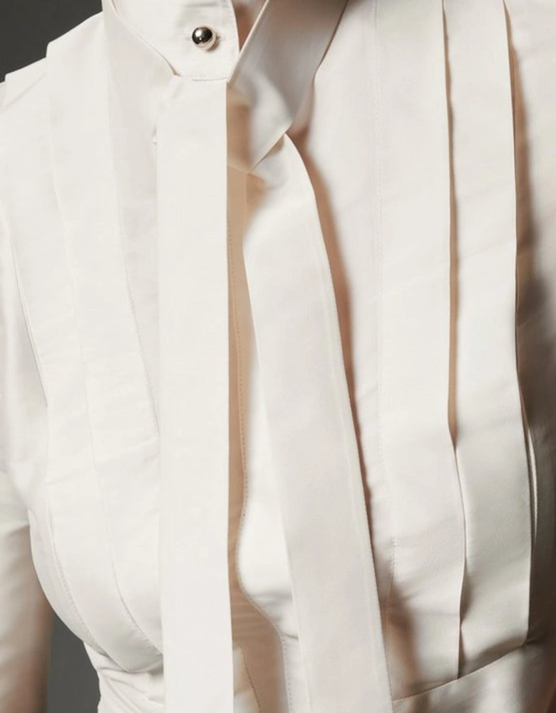 Taffeta Pleat Detail Shirt