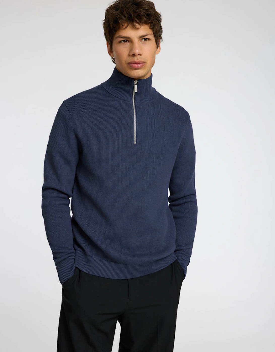 Homme Dane Long Sleeve Knit Structure Half Zip Pullover Oceana