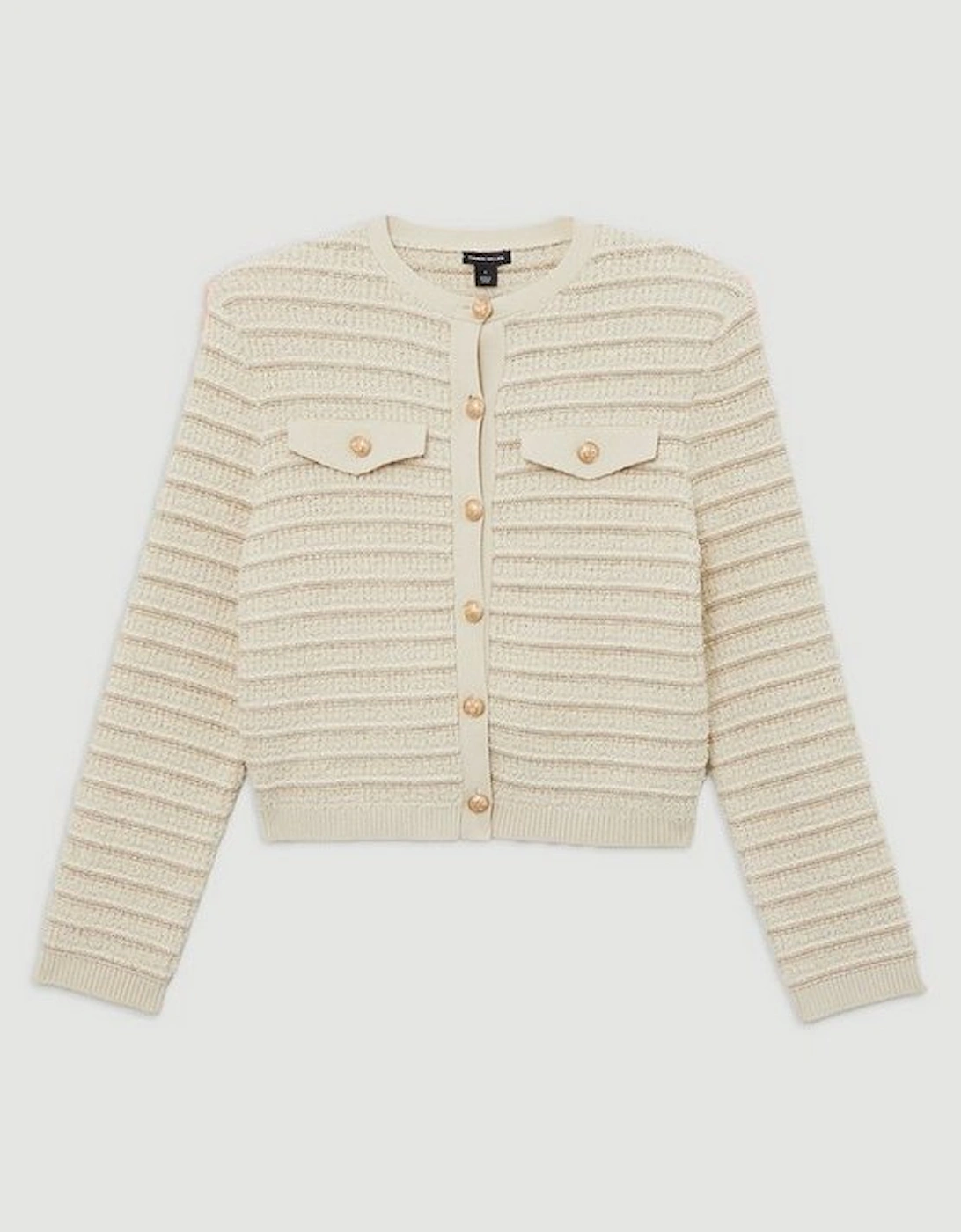 Textured Military Trim Knit Jacket