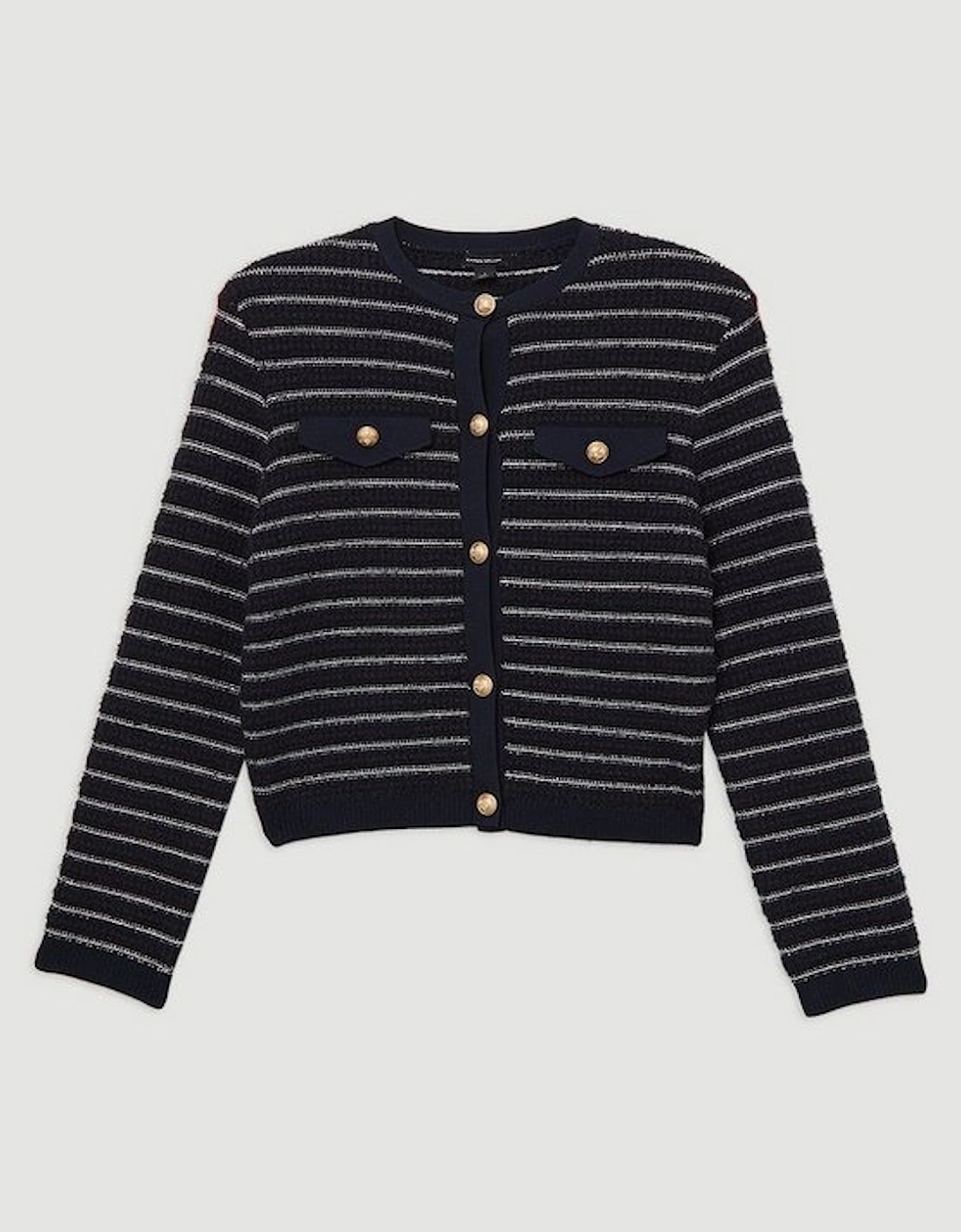 Textured Military Trim Knit Jacket