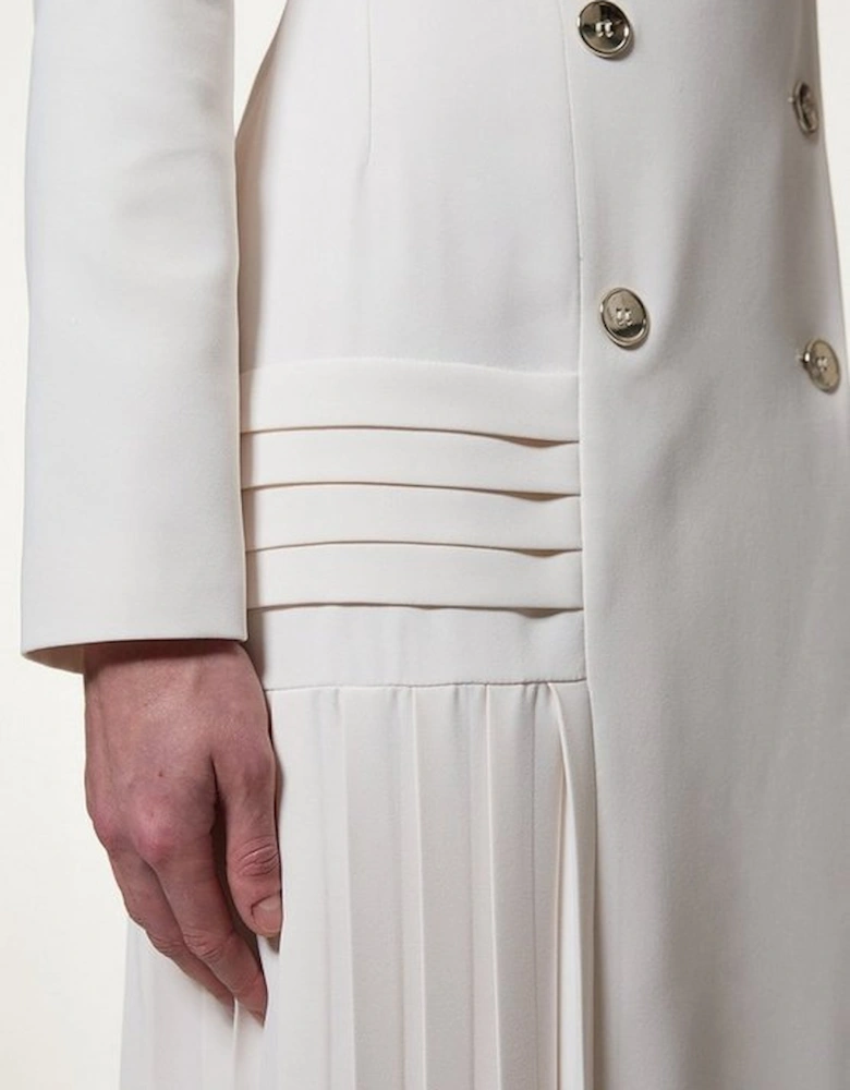 Petite Pleated Button Detailed Woven Midi Dress