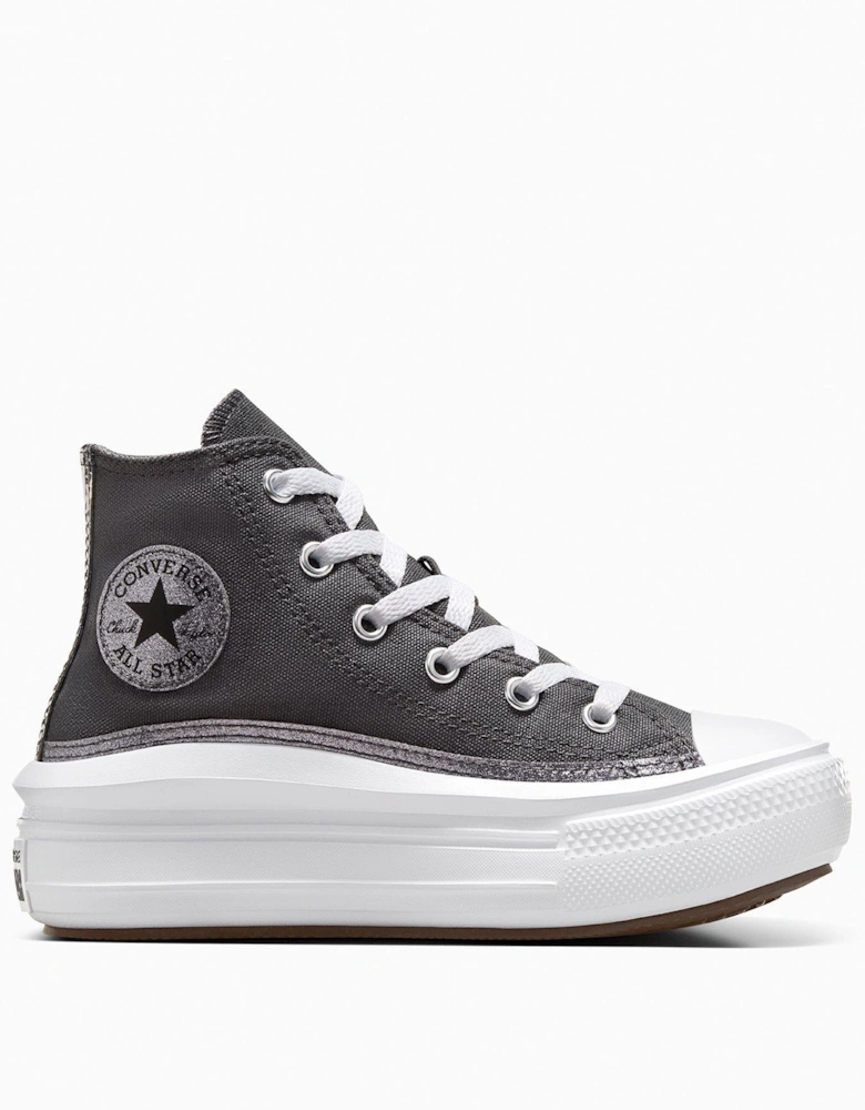 Kids Shinefetti Chuck Taylor All Star Move Hi Top Trainers - Beige