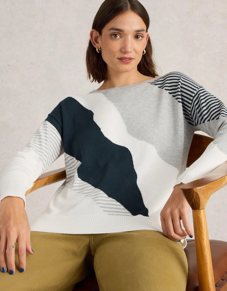 Olive Abstract Jumper - Grey