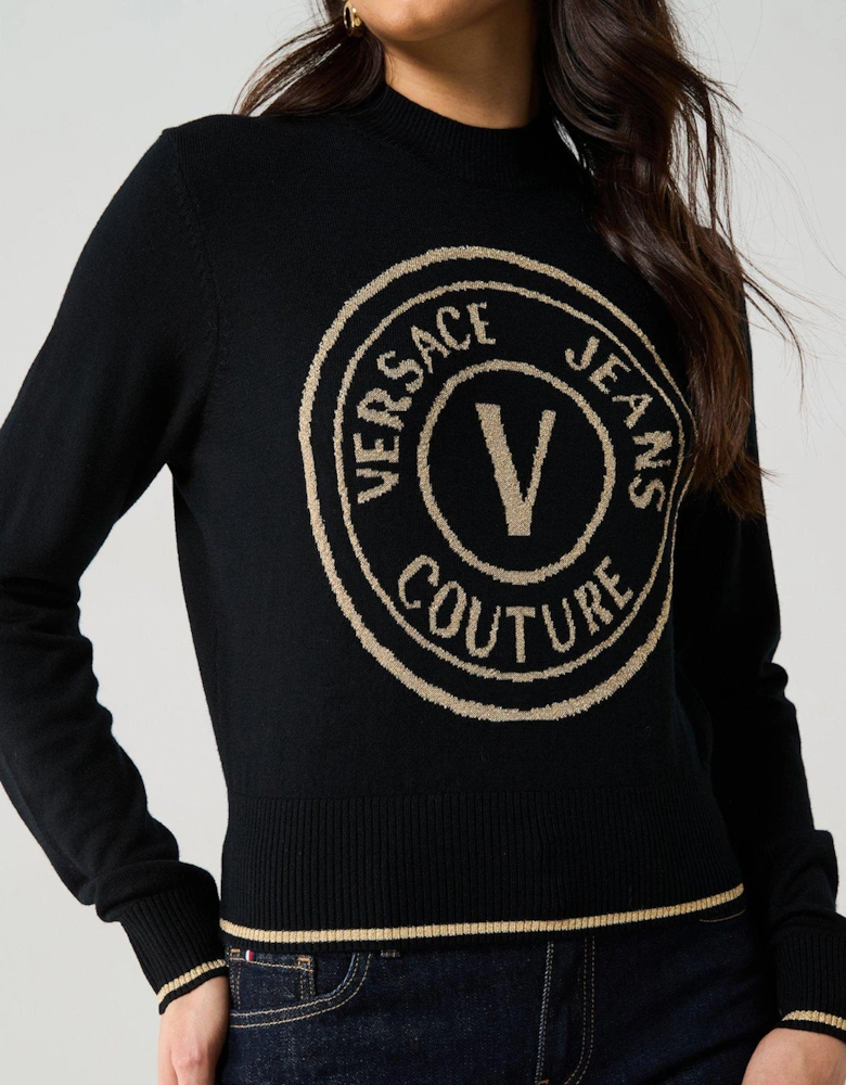 Round Logo Emblem Knit - Black