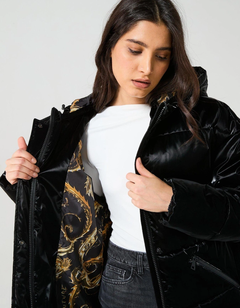 Velvet Padded Jacket - Black