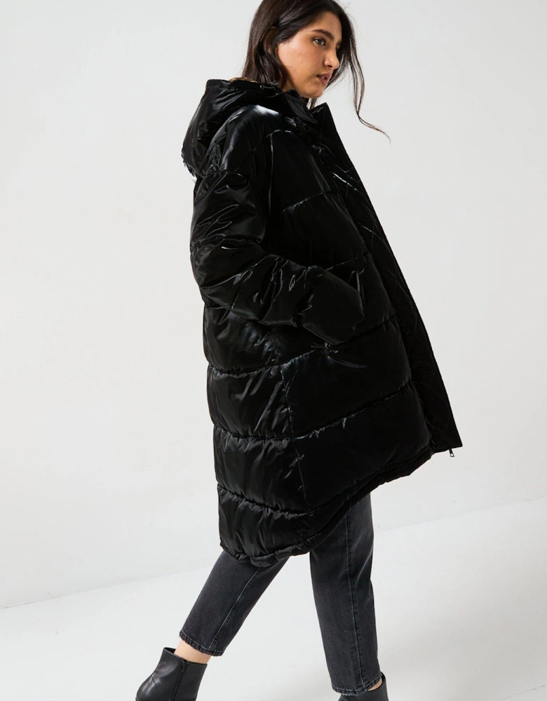 Velvet Padded Jacket - Black