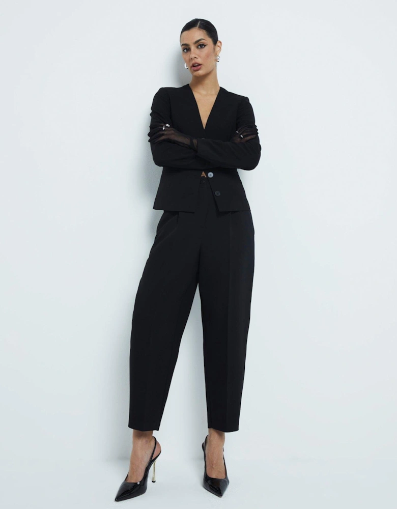 Slim Barrel Leg Trouser - Black