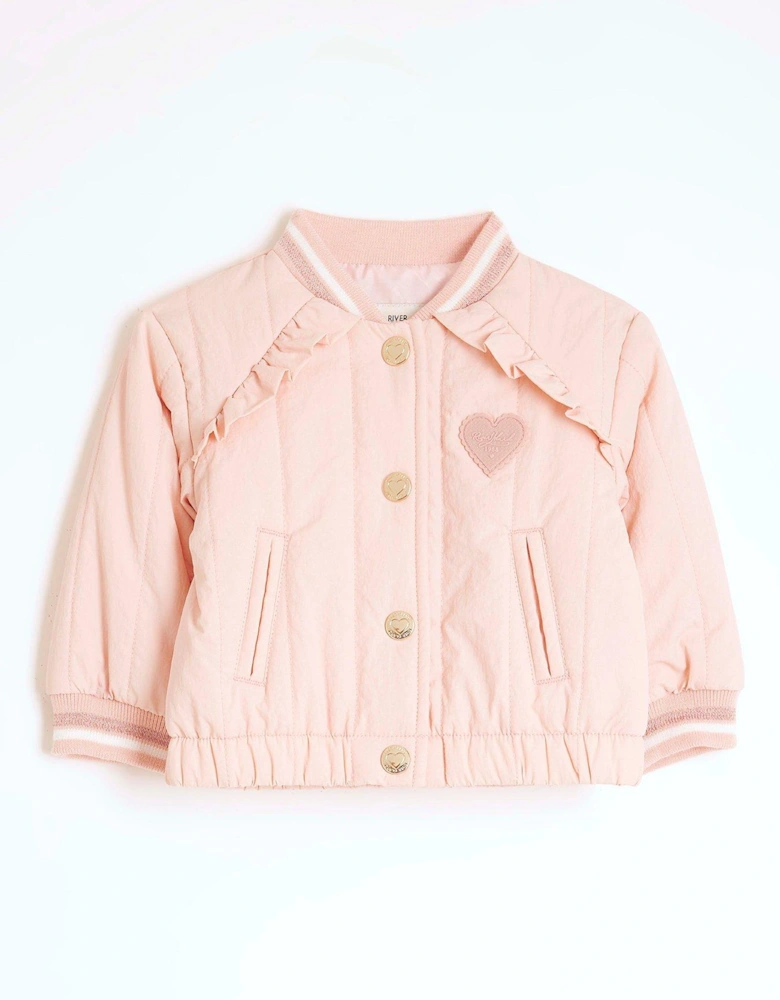 Baby Girls Bow Bomber Jacke - Pink