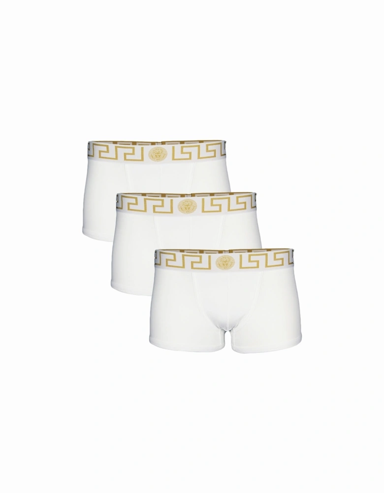 3-Pack Greca Border Boxer Trunks, White