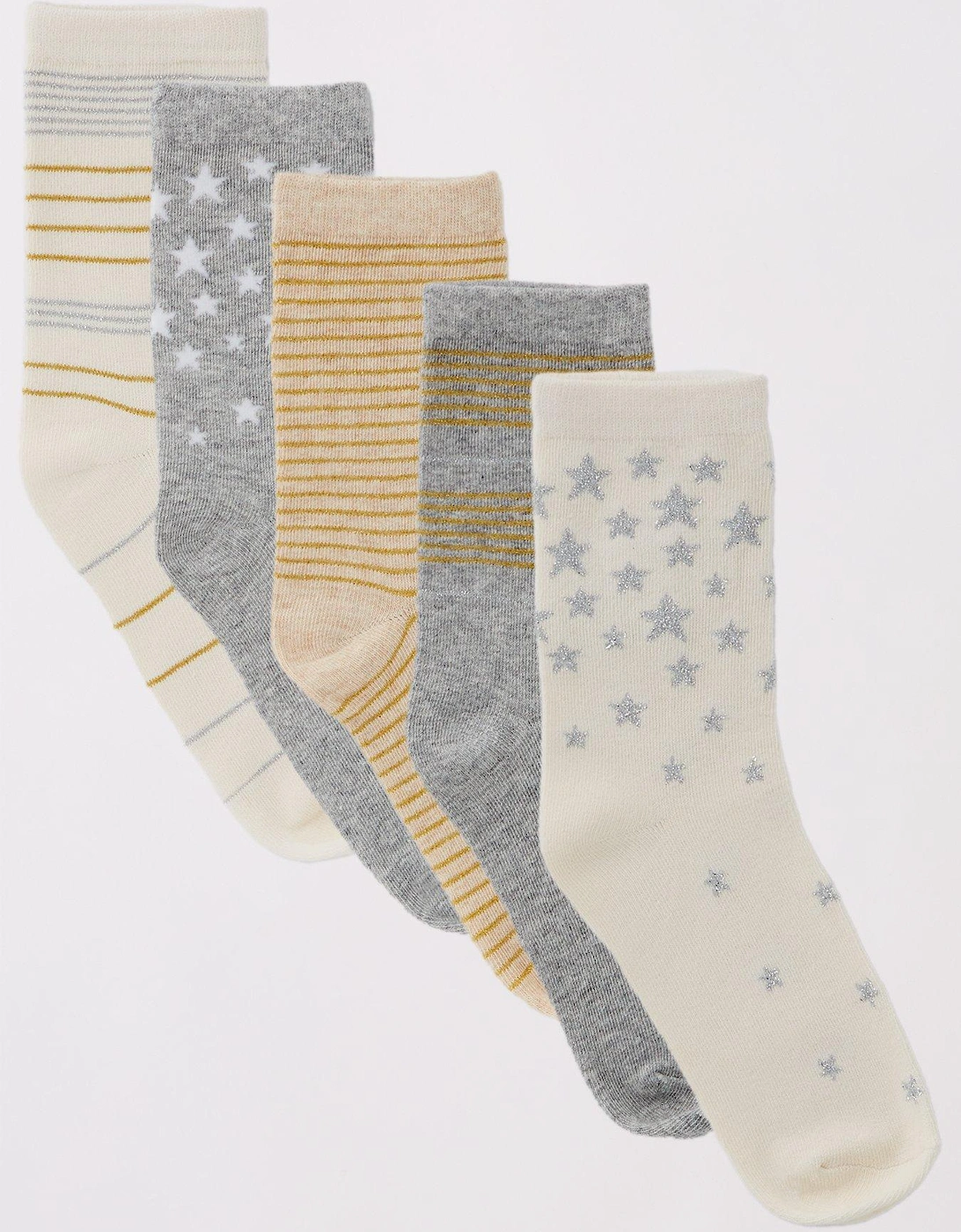 5Pk Printed Lurex Ankle Socks - Multi, 5 of 4