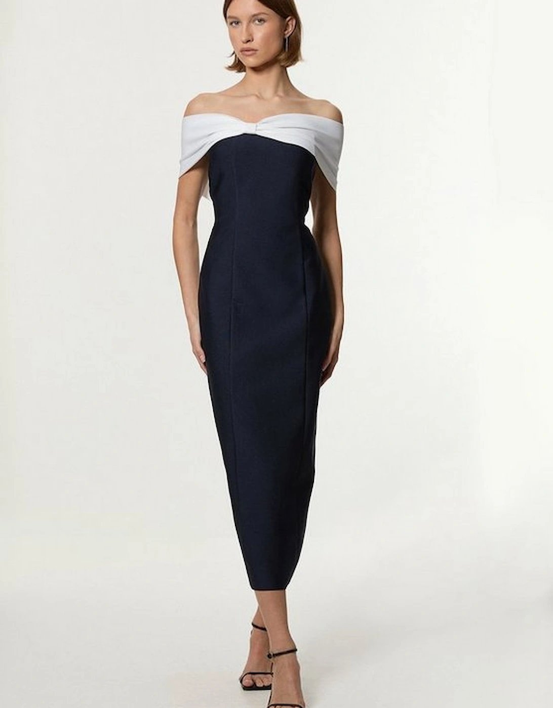 Bandage Bandeau Contrast Knitted Midi Dress, 5 of 4